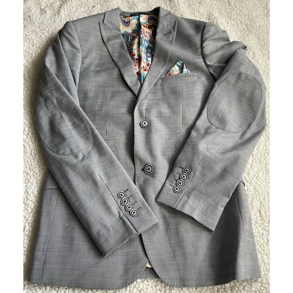 Paisley & Gray Men's Gray Stripe Slim-Fit Blazer Sport Coat Suit Jacket Size 34R